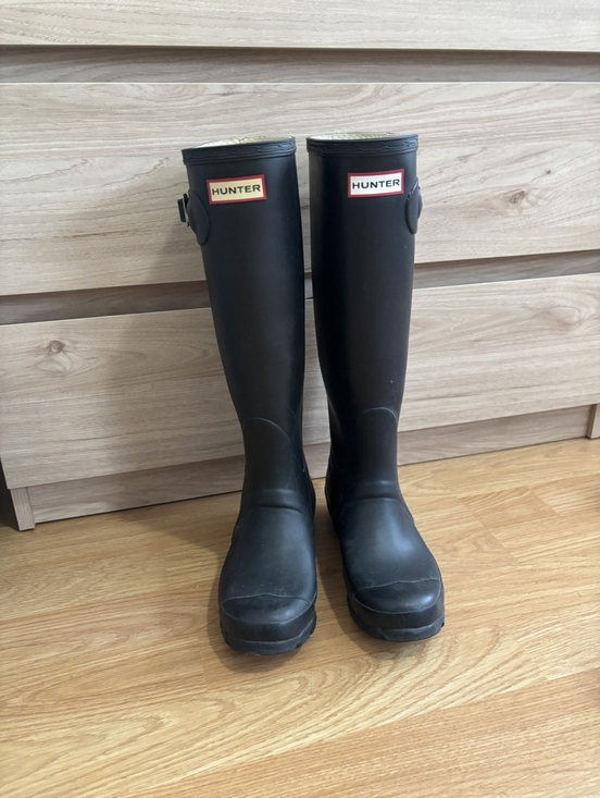 Hunter Shoes - Hunter Tall Rain Boot With Beige Patterned Lining